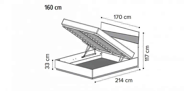 Κρεβάτι διπλό με αποθήκευση λευκό (ALBS)  ΚΡΕΒΑΤΙ