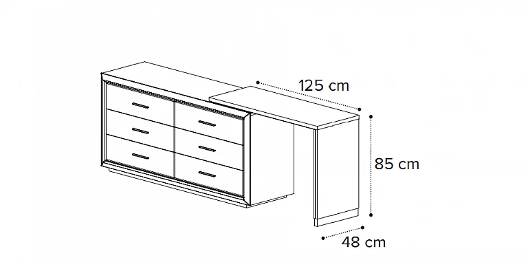Τουαλέτα με συρτάρια μοντέρνα γκρι (ELITE6) ΤΟΥΑΛΕΤΑ ΥΠΝΟΔΩΜΑΤΙΟΥ