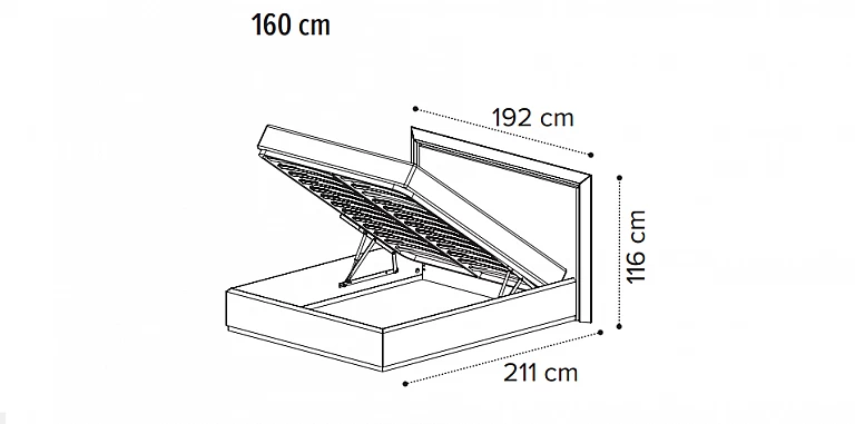 Κρεβάτι διπλό με αποθηκευτικό χώρο σε γκρι φινίρισμα ELITE (ELAP) (160x200) ΚΡΕΒΑΤΙ