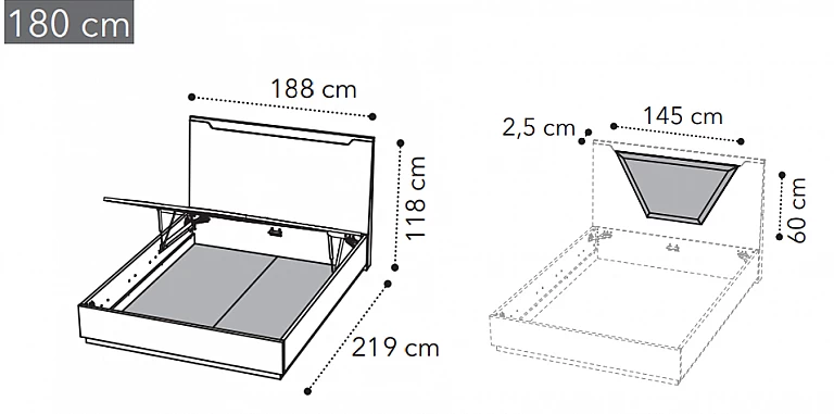 Κρεβάτι υπέρδιπλο μοντέρνο με αποθήκευση Smart (SMARK2 180) ΚΡΕΒΑΤΙ