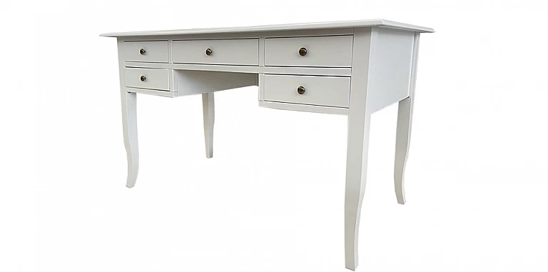 Γραφείο λευκή λάκα με πέντε συρτάρια (113A) ΓΡΑΦΕΙΑ ΚΛΑΣΙΚΑ