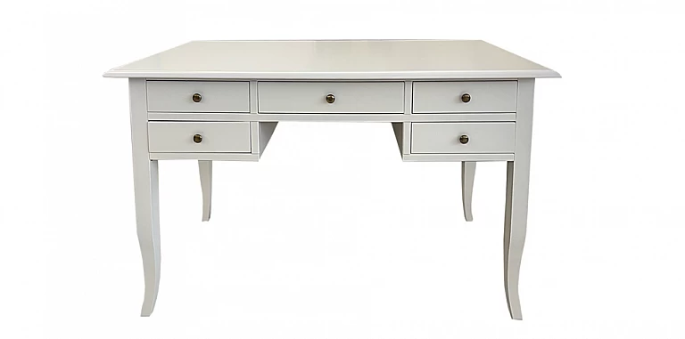 Γραφείο λευκή λάκα με πέντε συρτάρια (113A) ΓΡΑΦΕΙΑ ΚΛΑΣΙΚΑ