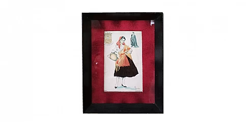 Καδράκι "Κοπέλα με στάμνα" με κέντημα (M220)