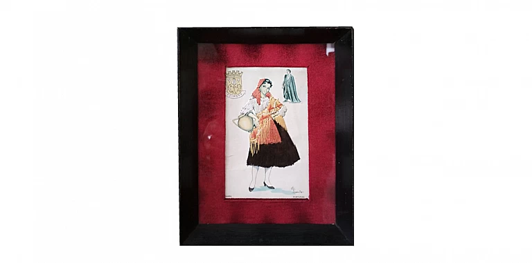 Καδράκι "Κοπέλα με στάμνα" με κέντημα (M220) ΠΙΝΑΚΕΣ ΖΩΓΡΑΦΙΚΗΣ